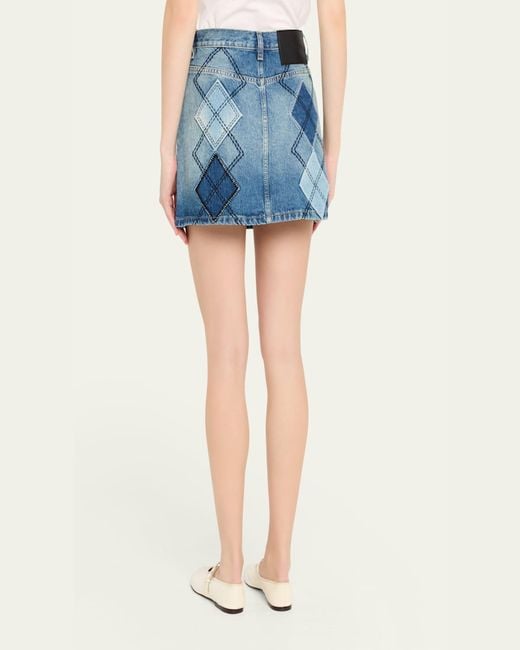 Marc Jacobs Blue Argyle Patchwork Denim Mini Skirt
