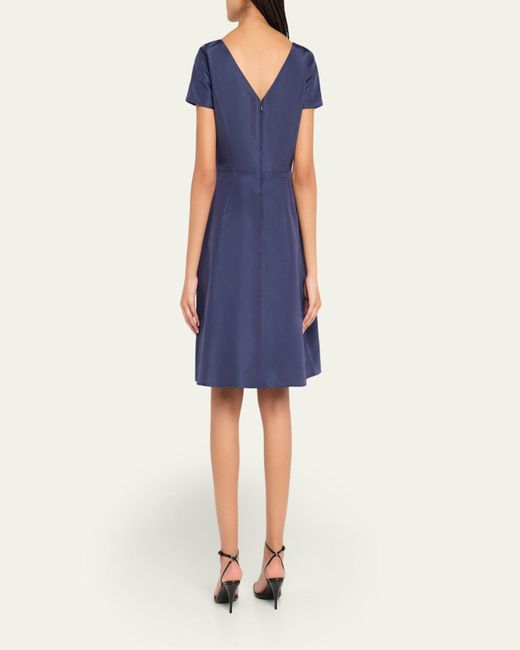 Carolina Herrera Blue Icon Bateau Neck Short-Sleeve Dress