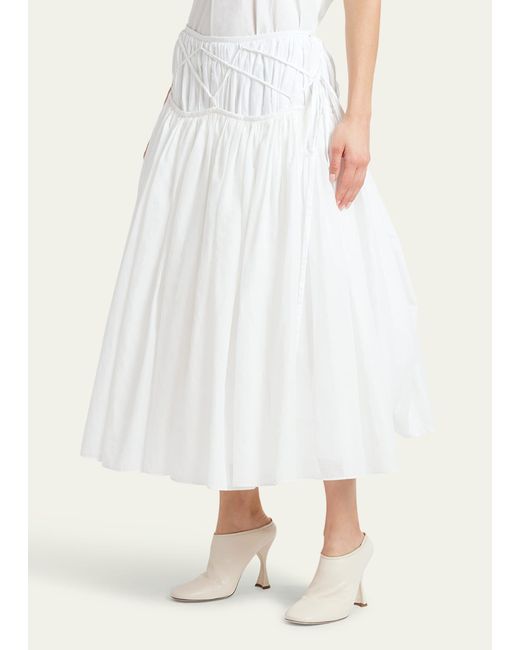 Quira White Layered Self-tie Maxi Skirt