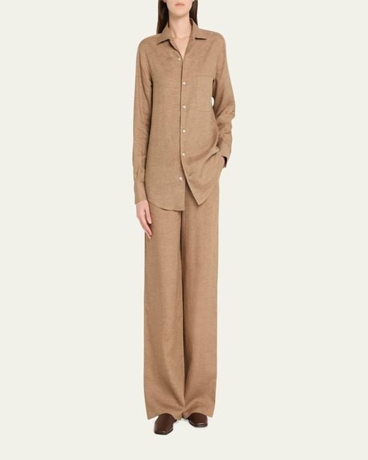 Loro Piana Natural Valerio Linen Straight-Leg Sunny Trousers