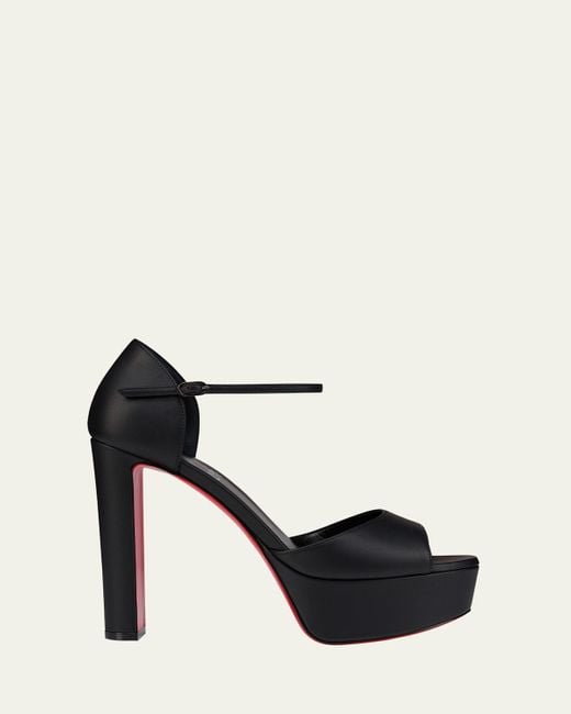 Christian Louboutin Black Sandaloo Leather Sole Platform Sandals