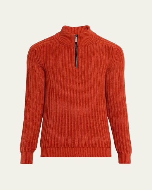 Iris Von Arnim Red Eugene Half-Zip Cashmere Pullover for men