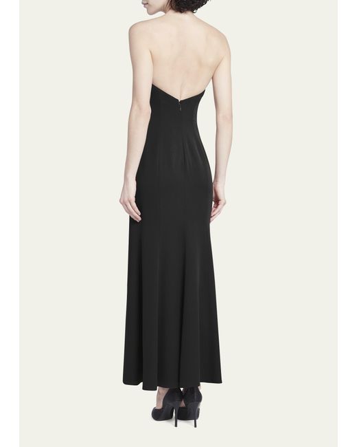 Giorgio Armani Black Strapless Plisse Gown