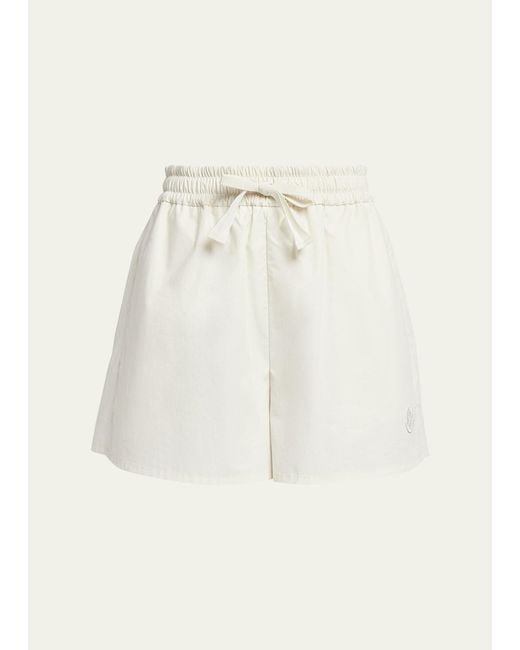 Moncler Natural Long Drawstring Cotton Shorts