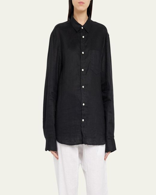THE SALTING Blue Classic Linen Button-Front Shirt