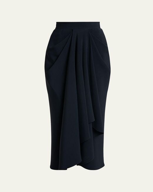 Givenchy Blue Draped Front Midi Skirt