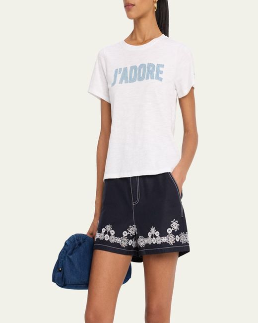 Cinq À Sept Blue Shrunken Denim J'Adore Tee