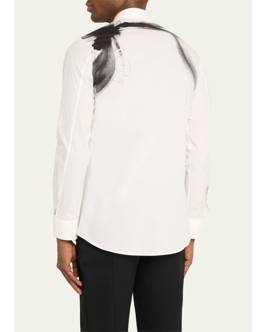 Alexander McQueen Natural Cotton Poplin Dragonfly Harness-print Dress Shirt for men
