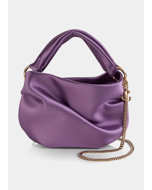 Jimmy Choo Bonny Chain Satin Shoulder Bag in Purple | Lyst