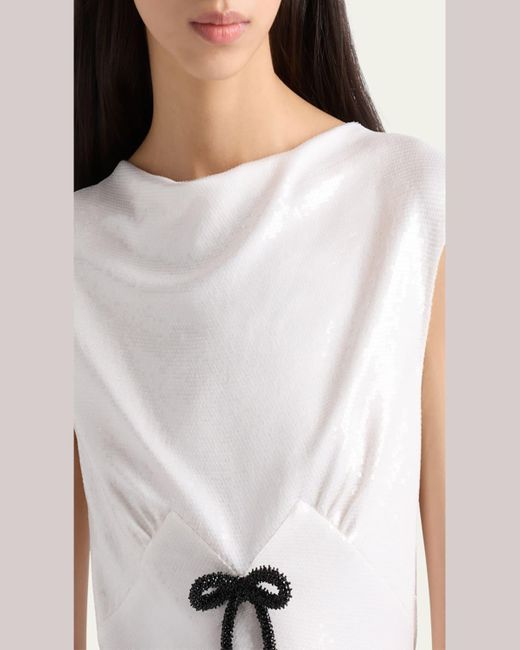 Prada White Sequined Jersey Satin Midi Dress