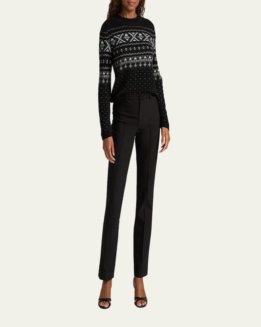 Vince Black Cashmere Fairisle Crewneck Sweater