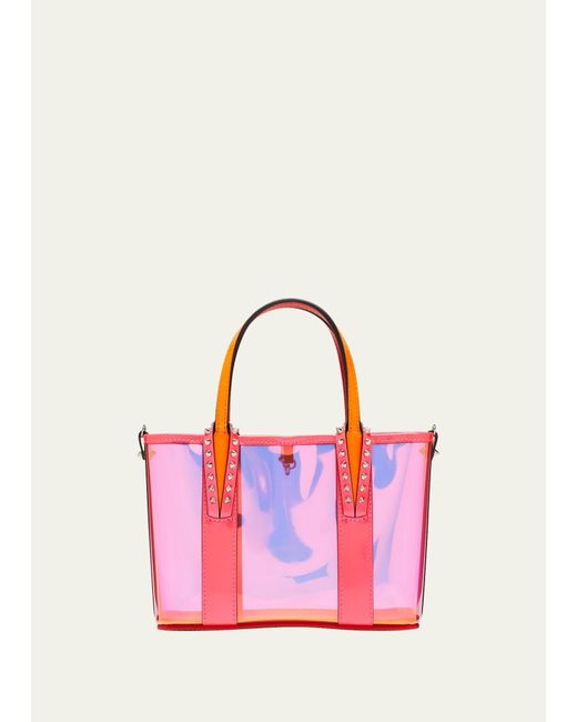 Christian Louboutin Pink Cabata Mini Spike Colorblock Clear Tote Bag