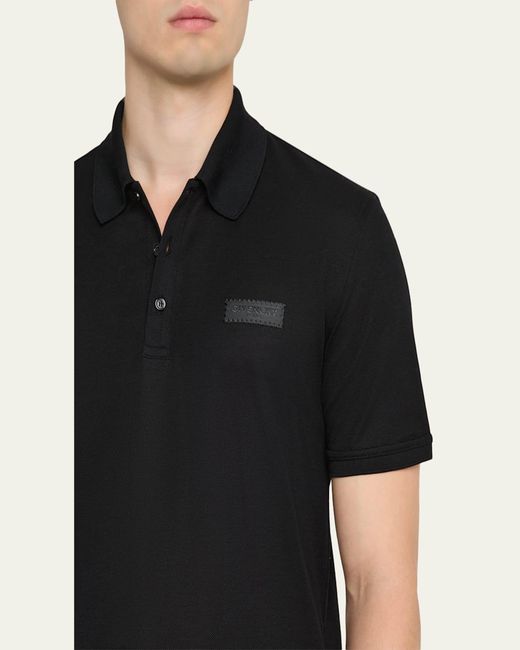 Givenchy Black Grosgrain Label Pique Polo Shirt for men