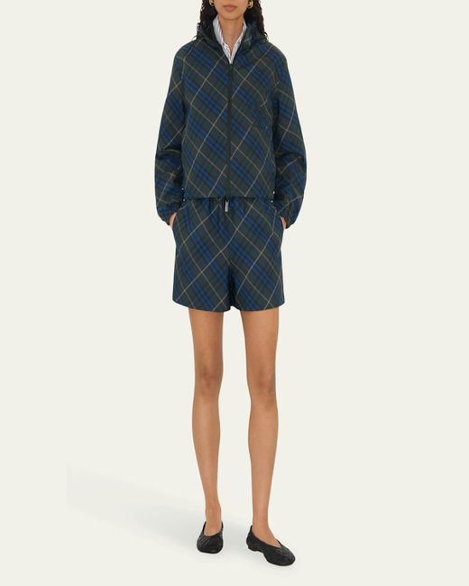 Burberry Blue Check Ekd Hooded Jacket