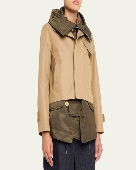 Sacai Natural Cotton Gabardine Layered Jacket