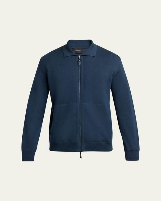 Brioni Blue Full-Zip Blouson Jacket for men