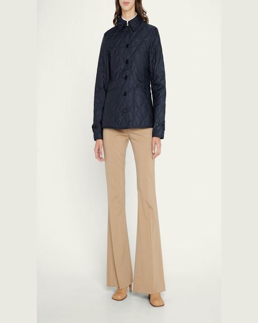 Burberry Blue Collared Diamond Quilted Jacket