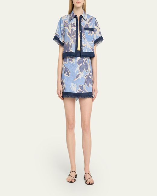 Jonathan Simkhai Blue Bethany Wrap Mini Skirt