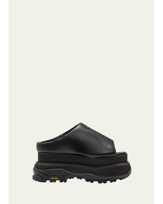 Sacai Black Padded Leather Sporty Mule Sandals
