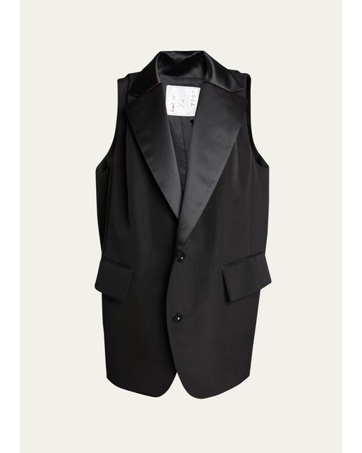 Sacai Black Cocoon Silk Blazer Vest