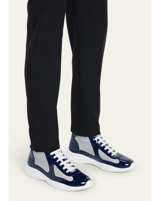 Prada Blue America's Cup High-top Patent Leather Sneakers for men