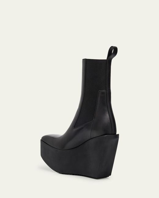 Rick Owens Black Sliver Leather Platform Beatle Boots