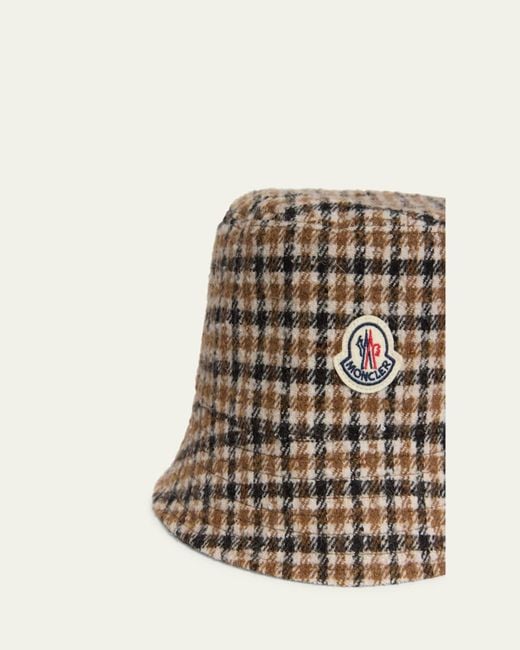 Moncler Natural Check Logo Bucket Hat
