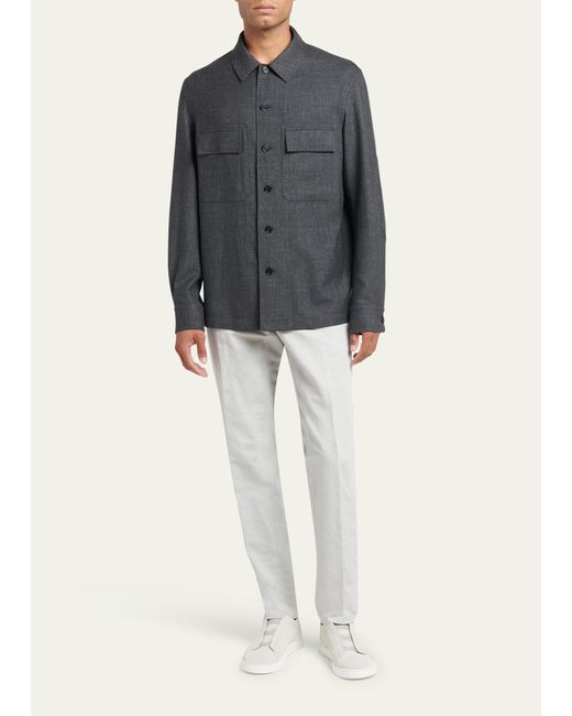 Zegna Gray Oasi Linen And Cashmere Overshirt for men