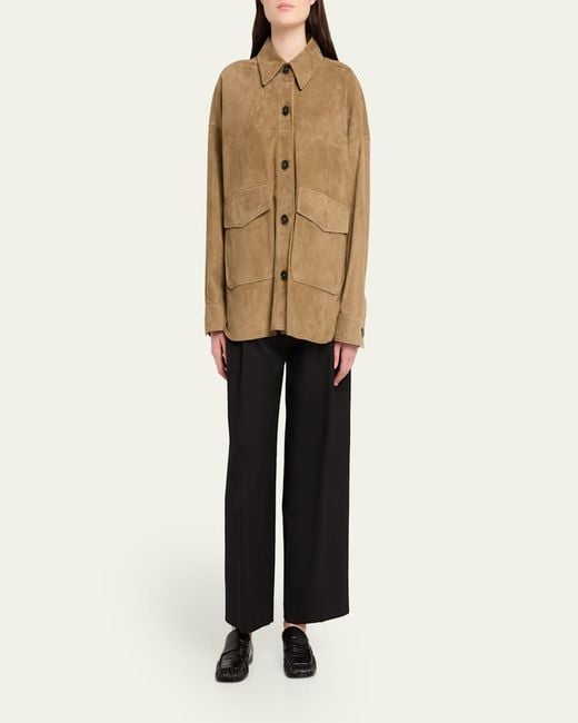 Arma Natural Kaylee Button-Down Lambskin Suede Jacket