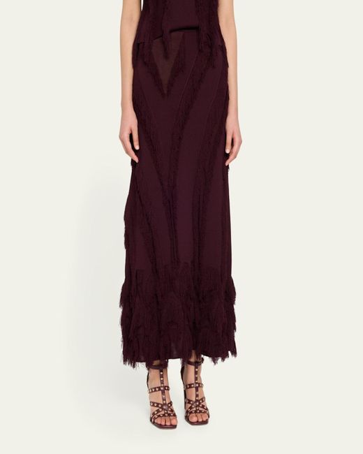 Ulla Johnson Purple Astrid Macrame Fringe Knit Maxi Skirt