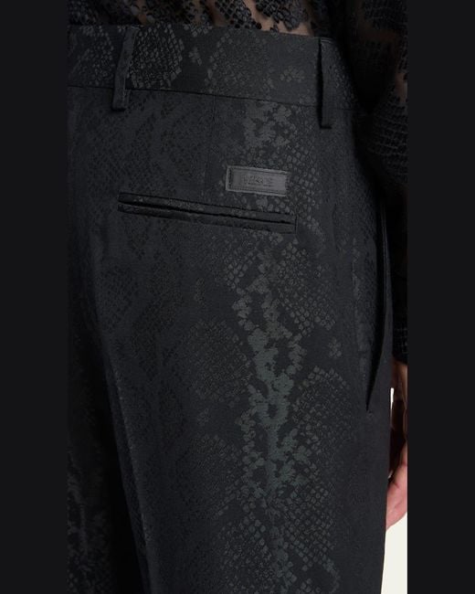 Versace Blue Python Jacquard Formal Pants for men