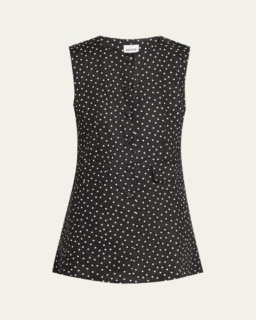 AEXAE Black Button-Front Mini Dress