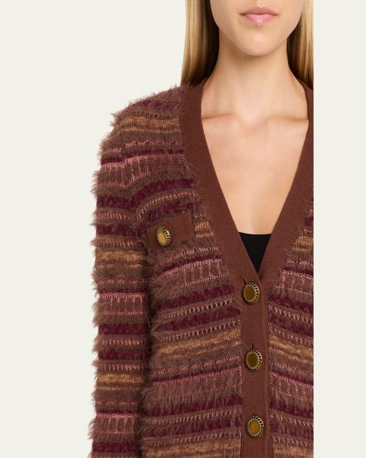L'Agence Brown Ariadne Mixed Stripe Cardigan