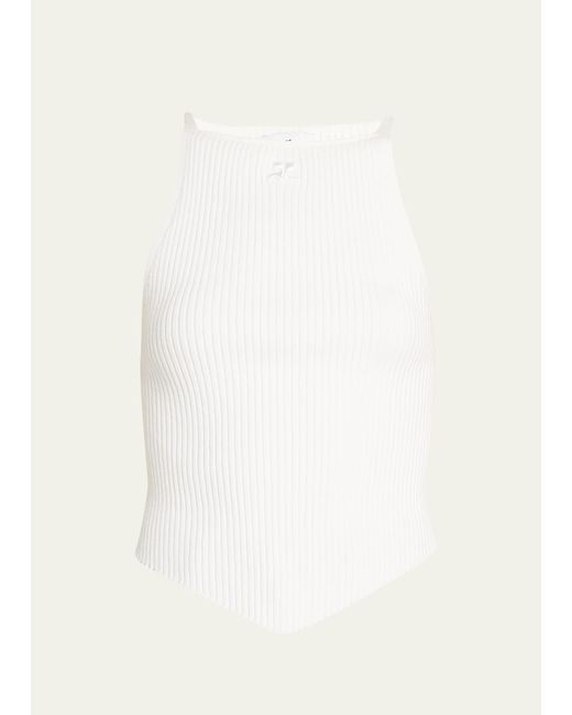 Courreges White Rib-knit Tank Top With Pointed Hem
