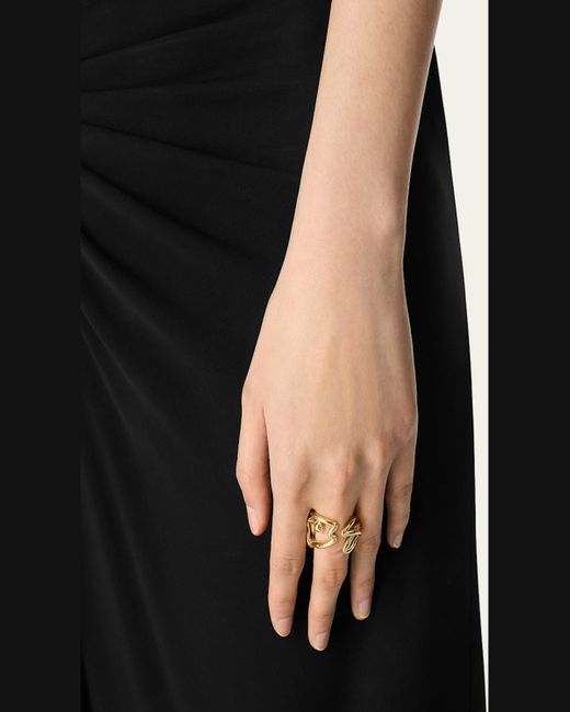 Bottega Veneta Metallic Open Fish Ring