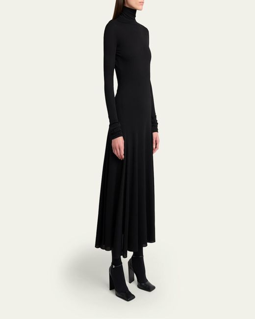 Alaïa Black Heart Cutout Turtleneck Long-Sleeve Maxi Dress