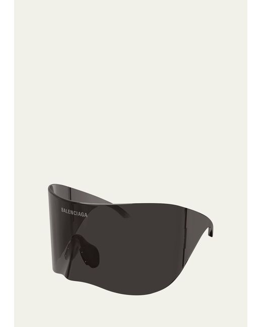 Balenciaga Black Oversized Nylon Shield Sunglasses for men