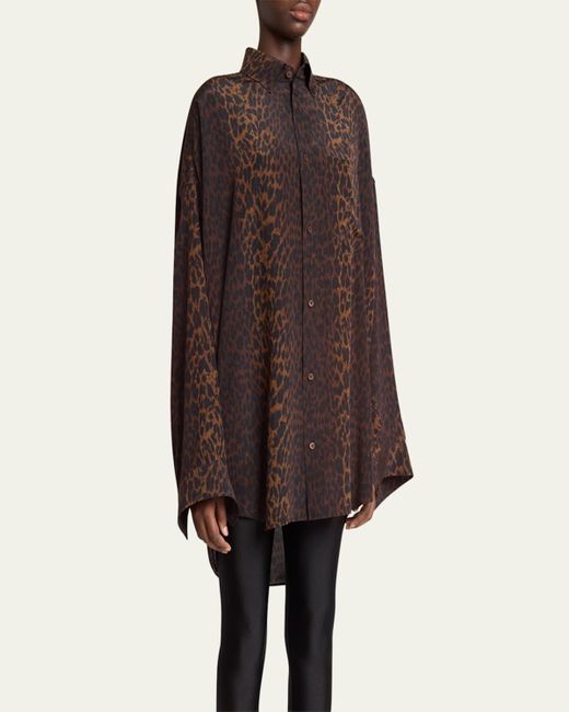 Balenciaga Purple Printed Cocoon Silk Shirt