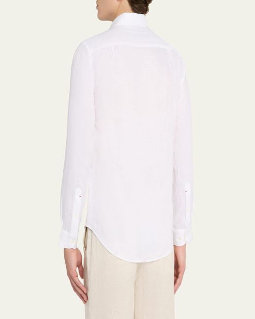 Orlebar Brown White Giles Linen Applique Tailored-Fit Sport Shirt for men