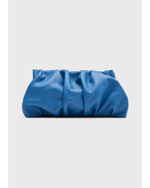 Elleme Vague Ruched Leather Clutch Bag in Blue Lyst