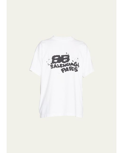 Balenciaga White Medium Fit T-shirt With Dyed Logo