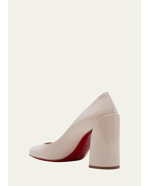 Christian Louboutin Natural Miss Sab Patent Red Sole Pumps