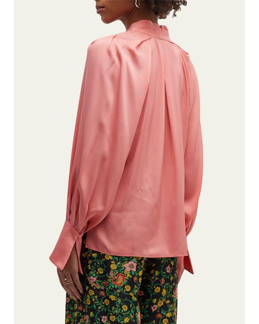 Kobi Halperin Pink Nanee Pleated Silk Blouse
