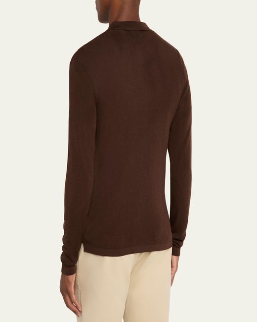 Officine Generale Brown Brent Slim Knit Button-Down Shirt for men