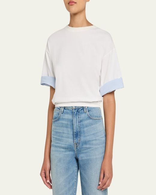 Jonathan Simkhai White Sutton Short-Sleeve Combo Top