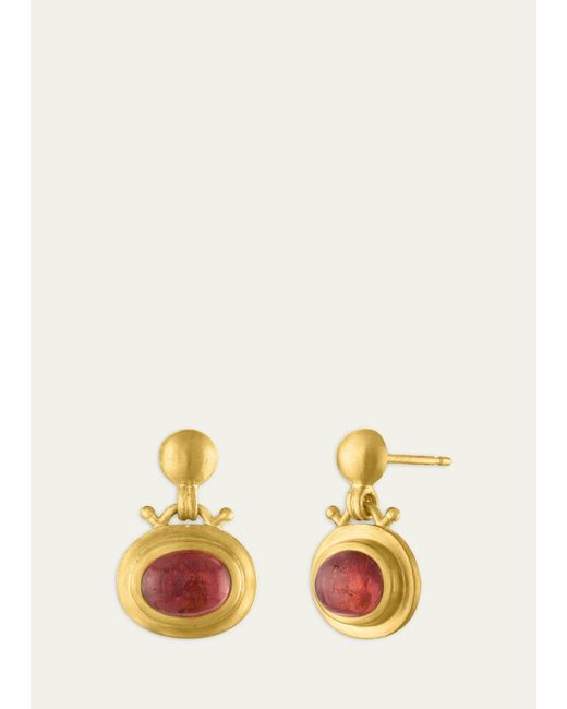 Prounis Jewelry Multicolor Large Pink Tourmaline Bell Earrings