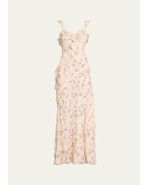 LoveShackFancy Natural Radiance Tiered Ruffle Floral Lace Maxi Dress