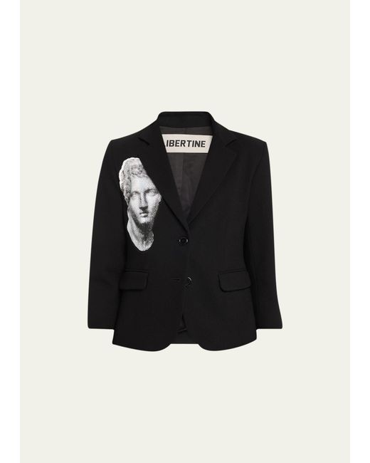 Libertine Black Cupid And Psyche Blazer Jacket With Printed Detail