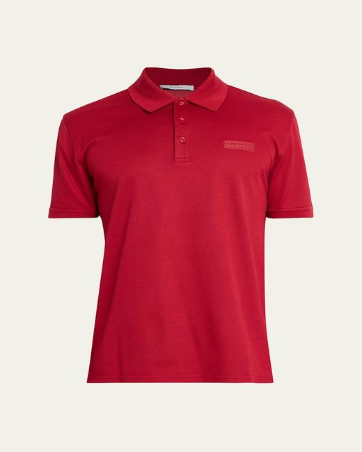 Givenchy Red Grosgrain Label Pique Polo Shirt for men