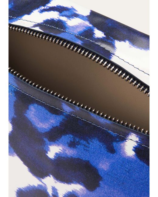 Dries Van Noten Blue Crisp Metal Ring Printed Leather Clutch Bag